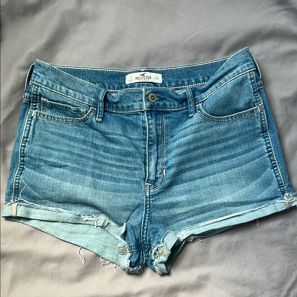 Hollister Blue Jean Shorts High-Waisted Distressed